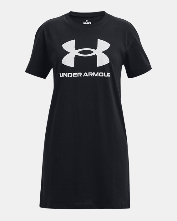 Girls' UA Logo Extended Short Sleeve, Black, pdpMainDesktop image number 0